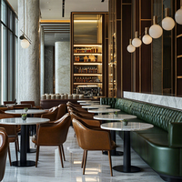Ensemble de chaises en cuir de haute qualité Ron Group pour hôtel, sièges en banquette, table ronde en marbre pour restaurant