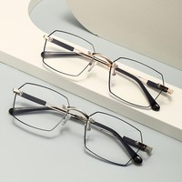 Vente en gros de lunettes de lecture anti-lumière bleue populaires pour hommes, verres transparents AC, montures de lunettes optiques unisexes en métal