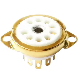 GZC9-C-1 Gold plated 9pin vaccum ceramic tube socket for 12AX7 12AU7 Ecc82 Ecc83