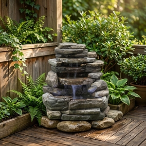 Cascade en cascade extérieure Rocks, tranquillité apaisante pour fontaine d'eau de jardin à la maison-décoration de la maison à 4 niveaux - Product Image 5