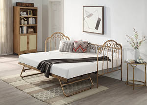 <strong>Metal</strong> <strong>Daybed</strong> with Pull Out Trundle Space Saving Guest Bed No Tools Needed for Assembly - Product Image 5