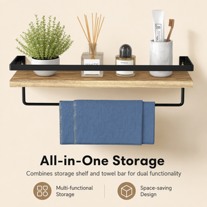 Set di 2 Mensole Marrone Chiaro, Mensole Galleggianti, Scaffali da Parete per Soggiorno/<span class=keywords><strong>Cucina</strong></span>/Camera da Letto, Portasciugamani da Bagno - Product Image 5