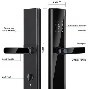 QLEUNG S819-2 <b>Smart</b> Door <b>Lock</b> Fingerprint Password Card App Control Black Aluminum Alloy Tempered Glass - Product Image 5
