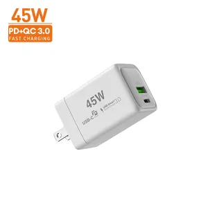 Pengisi daya Cepat Ponsel Usb C Pd qc3.0, pengisi daya Cepat 45w USBC ganda tipe-c untuk iPhone 14