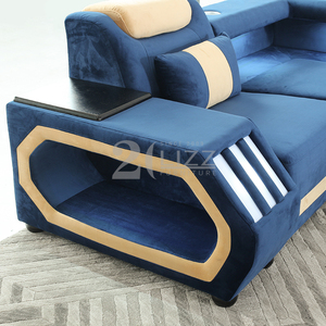 American Style Living Room Furniture LED <strong>Sofa</strong> Leather Functional <strong>Corner</strong> <strong>Sofa</strong> Set - Product Image 4
