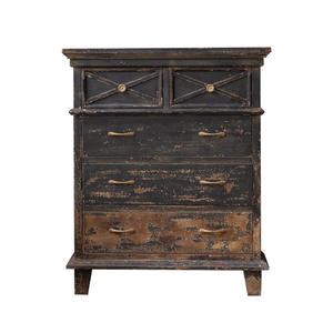 Cómoda de Estilo Rústico Americano Vintage, Envejecida, de Madera Maciza, con Cinco Cajones, Mueble de Almacenamiento para Sala de Estar, Diseño Wabi Sabi - Product Image 5