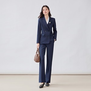 Dames Dubbelgeknoopte Pakset <span class=keywords><strong>Blazer</strong></span> en Broek 4 Kleuren <span class=keywords><strong>Plus</strong></span> <span class=keywords><strong>Size</strong></span> S-5XL Kantoor Werkpak Zakelijke Outfit Groothandel Op Maat - Product Image 3