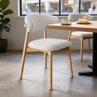 Chaises de salle à manger contemporaines en bois massif, directement de l'usine, avec dossier en lin, empilables et durables pour la maison, l'hôtel et la restauration