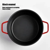 Casserole en fonte de 9,5 pouces avec couvercle en émail antiadhésif, pot à soupe, batterie de cuisine, four hollandais pour cuisinière à gaz, cuisinière à induction