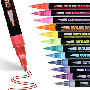 Marcatore a <span class=keywords><strong>doppia</strong></span> <span class=keywords><strong>linea</strong></span> a 48 colori-pennarello di contorno permanente Non tossico per studenti a base d'acqua inchiostro PP Marker di plastica - Product Image 3