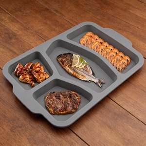 Customized Eco-Friendly Bpa Free Silicone <b>Trays</b> <b>Oven</b> Heatproof Divided Meal Reusable <b>Baking</b> Dishes <b>for</b> Home Kitchen - Product Image 1