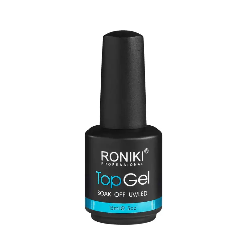 RONIKI No Wipe Top Coat Gel Nail Polish High Gloss Shine Finish Long Lasting Home Super Shiny 15ML UV Gel
