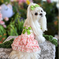 Nouvelle Robe d'été fine et respirante pour chiot, motif floral rose, anti-peluchage, pour petits chiens, vêtements pour animaux de compagnie