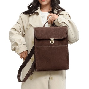 Unisex Luxury PU Waterproof <b>Laptop</b> <b>Backpack</b> USB Port Anti-Theft Feature Geometric Pattern Zipper Closure Arcuate Shoulder Strap - Product Image 4