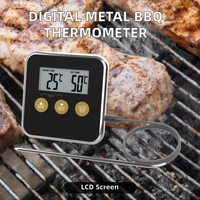 Termometer BBQ Digital Logam KT THERMO Terlaris, Layar LCD, Timer, Bertenaga Baterai, Alat Dapur, Termometer Daging Oven