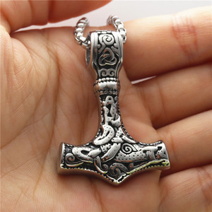Thor's Hammer Stainless Steel Pendant Black Viking Style Men's Necklace Gift 233047 - Product Image 2