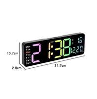 Jam Dinding Elektronik Kuarsa LED Digital Layar Besar dengan Fungsi Snooze Kalender Daya USB