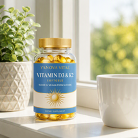 Capsules de Vitamine D3 K2 Végétaliennes OEM/ODM à Forte Demande, 10000 UI, à Base de Lichen