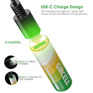 GMCELL Batterie au lithium 1.5V Type C rechargeable 2500mWh Piles AA Chargement USB Batterie Li-ion avec port Type-C - Product Image 3
