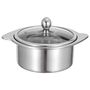 Stainless Steel Hot Pot With Lid 2.1L 4L Double <b>Boiler</b> For Induction Cookers Commercial Use - Product Image 1