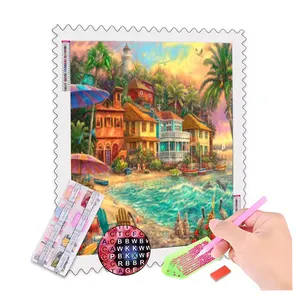 Venta al por mayor de cualquier tamaño gran oferta casa 5D DIY diamante pintura paisaje Kits personalizado 5D diamante completo pintura para adultos