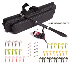 Canne à pêche télescopique Combo Set tout-en-un Kit complet 6 pièces canne pliable moulinet leurres hameçons sac parfait Kit de pêche <span class=keywords><strong>cadeau</strong></span> pour - Product Image 1