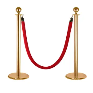 Outdoor Gold Airport Line Crowd Control Systems Red Carpet Poles Velvet Rope Post Queue Tape Dividers Barricade Stand