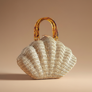 TOTE DE MODA PARA USO EN VIAJES DE VERANO: BOLSO DE RATÁN HECHO A MANO BOLSO REDONDO DE VIETNAM ECO FRIENDLY. - Product Image 1