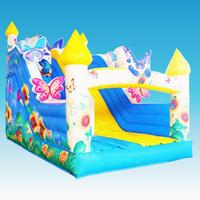 Château gonflable papillon tournesol 5x4 mètres avec toboggan et trampoline pour fêtes et événements extérieurs