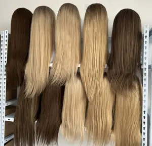 باروكة شعر طبيعي أوروبية مصففة بجودة عالية حسب الطلب من المصنع باروكة شعر طبيعي مربوطة وذات جودة عالية للكشف عن السرطان