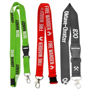 Wholesale Personalized Polyester Key Chain Fabric Custom Logo Heat Transfer Lanyards Keychains Country Flat Polyester Lanyard