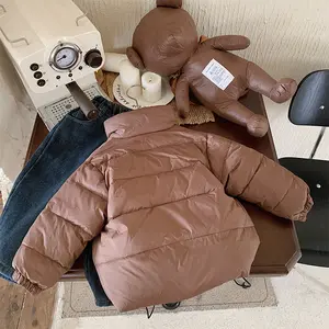 Fall Winter Infant Baby Boy Puffer Jacket Toddler Kid Girls Down Coat Solid Brown Black Clothing 21MT