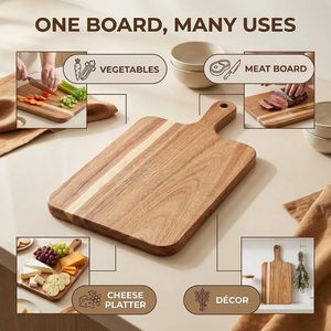 เขียงไม้สำหรับครัวขายส่ง เขียงอะคาเซียขนาดใหญ่พร้อมหูจับ สำหรับสลักเลเซอร์ - Product Image 5