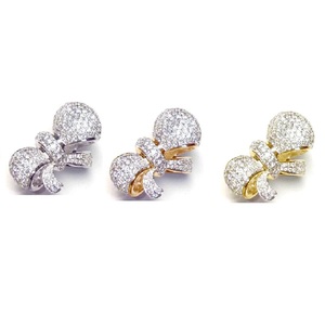 KOK Classic Bow-knot 18k Solid White Gold Diamond Cluster Pave Setting Wedding Party Gift Ring - Product Image 4
