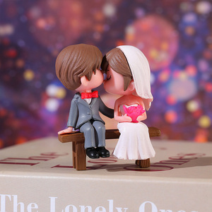 Cute Couple Figurines With <b>Stool</b> PVC Cake Toppers Wedding Decorations Miniature Cartoon Characters For Cake Decorating Supplies - Product Image 2