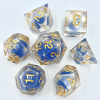 Feeron 7pcs Dadu Resin Polihedral Modern Berukir Inti Cair Motif Bebek Kuning, Set Dadu Personal untuk D&D Pathfinder Permainan Papan Anak