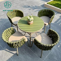 Conjunto de Muebles de Exterior Ecológicos para Cafetería y Restaurante, Mesa Cuadrada de Aluminio, Sillas de Ratán PE, para Uso Comercial, Grupo Ron