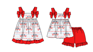 Robe décontractée pour filles avec volants, imprimé drapeau américain, en coton respirant et élasthanne, collection printemps-automne, tenue avec short, vêtements pour enfants, style boutique personnalisé - Product Image 3