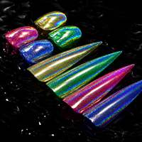 Poudre Chrome Holographique Laser Super Brillante Effet Miroir Métallique Arc-en-ciel Pigment Poudre Chrome
