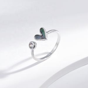 Anillo de Plata de Ley 925 con Concha de Perla y Corazón, Chapado en Oro, Diseño de Estrella Abierta, para Mujer, Precio de Fábrica, Venta al Por Mayor - Product Image 1