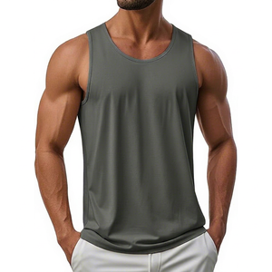 Men's Solid Color Quick Dry Polyester Tank Top O-Neck Casual Knitted Sleeveless Muscle <b>Vest</b> Plus Size - Product Image 1