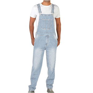 Jeans da <span class=keywords><strong>Uomo</strong></span> in Denim all'Ingrosso, Salopette a Gamba Dritta, Pantaloni con Pettorina Stile Workwear, Salopette Vintage Lavata Vestibilità Larga per <span class=keywords><strong>Uomo</strong></span> - Product Image 3