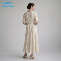 Robe longue plissée à volants et à manches courtes boutonnée sur le devant pour femme, idéale pour l'été, les loisirs et les vacances à la plage