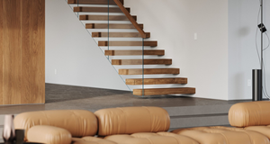 Cầu thang nổi thiết kế cổ điển, cầu thang thép trang trí nội thất hiện đại với bậc gỗ và đèn LED - Product Image 5