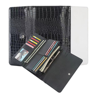 Dompet panjang Wanita sublimasi kulit buaya kosong dompet tempat kartu kredit tiga lipat cetak foto Diy
