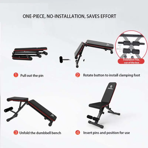 Banc de musculation pliable et réglable <span class=keywords><strong>Techsport</strong></span> en métal pour exercices de sit-up et d'haltères - Durable, écologique, de haute qualité, pour usage domestique - Product Image 2