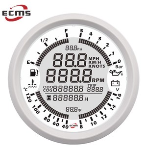 ECMS 6 Trong 1 Đa Chức Năng Đo Meter GPS Đồng Hồ Tốc Độ <span class=keywords><strong>Tachometer</strong></span> Giờ Nhiệt Độ Nước Mức Nhiên Liệu Áp Suất Dầu Vôn Kế 12V 5bar - Product Image 6