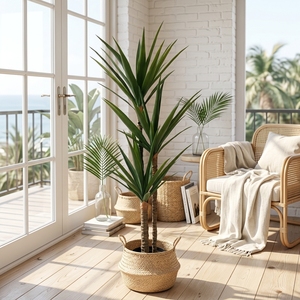 OH Arbre artificiel Yucca <span class=keywords><strong>Elephantipes</strong></span> à toucher réel, plante du désert de luxe pour la décoration de maisons, bureaux et espaces commerciaux de style Mid-Century Modern - Product Image 1