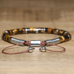 Braccialetto di pietra genuina per gli uomini gioielli di pietre preziose naturali fatto a mano unico braccialetto di perline intrecciato all'ingrosso - Product Image 3