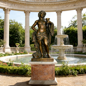 Statua in Bronzo a Grandezza Naturale del Dio del Vino, Decorata con Vesti Fluenti e Petali di Rosa, per Decorazione da Giardino Esterno o Interno - Product Image 1